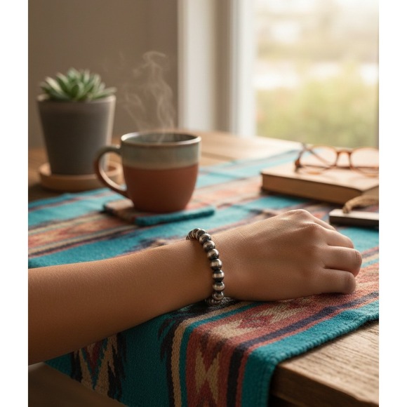 SouthWestArtisans Jewelry - Navajo Style Bracelet Hand-Strung Elastic Native Jewelry Size 7 ***